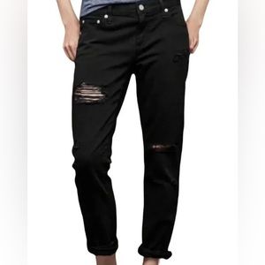 Gap Black Distressed Girlfriend Straight Leg Jeans